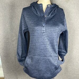 Columbia Woman’s Medium Navy Blue 3/4 Snap Long Sleeve Hoodie 441
